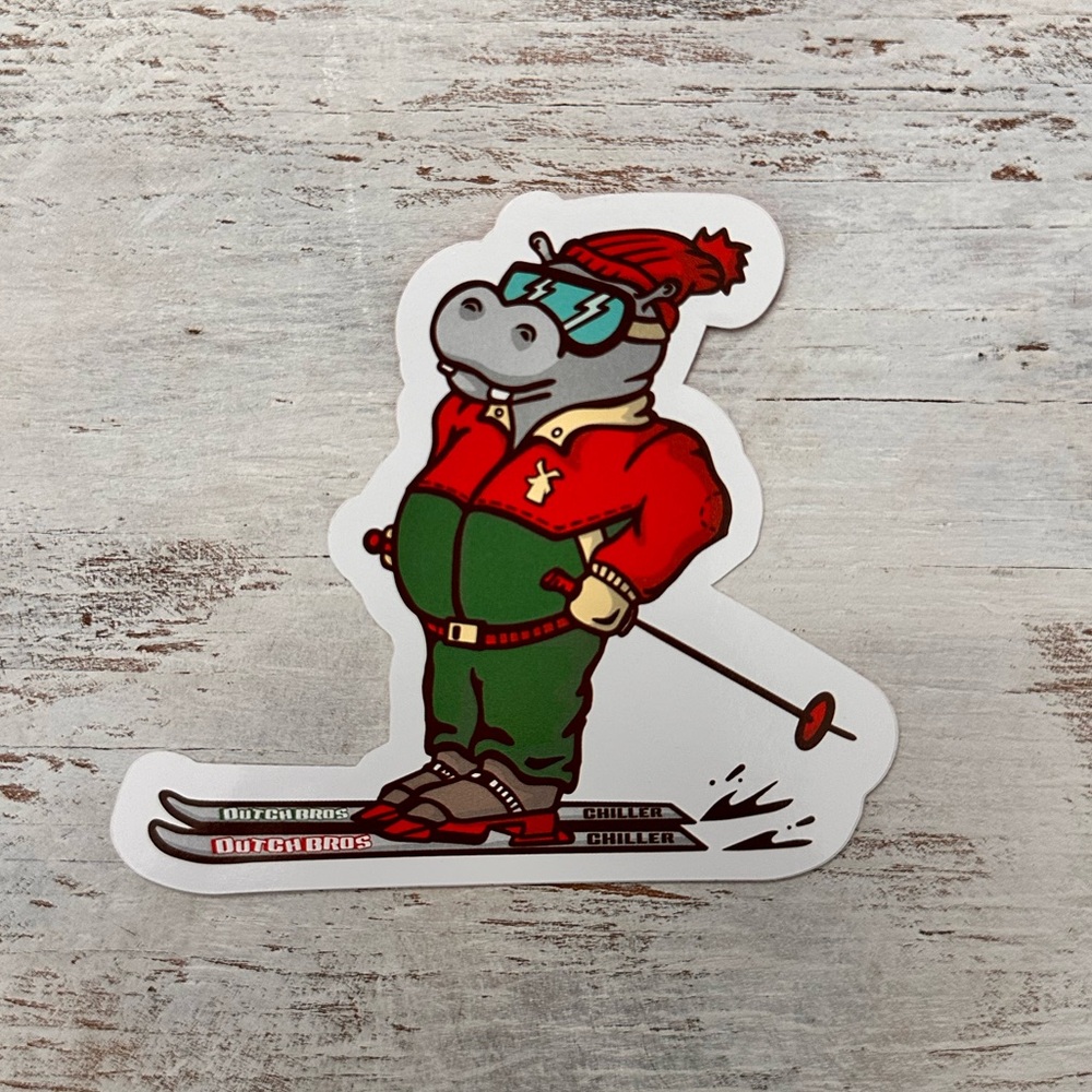 Dutch Bros Skiing Sticker